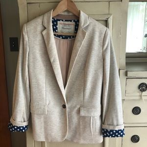 Anthropologie cotton blazer with polka dot lining